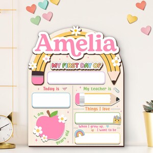 Customized First And Last Day Of School Sign, Personalized Back to School Sign, Kindergarten First Day Sign, 1st Day of School Wooden Board