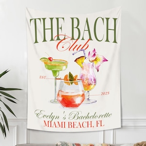 Custom Bachelorette Party Tapestry, Beach Bachelorette Photo Backdrop, Bachelorette Banner, Coastal Bachelorette Party Decor, The Bach Club