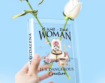 A Well Read Woman Bookish Acrylic Book Vase, Reader Bookshelf Decor Gift for Book Lovers, Book Lover Gift,Library Bookish Gift,Dark Academia