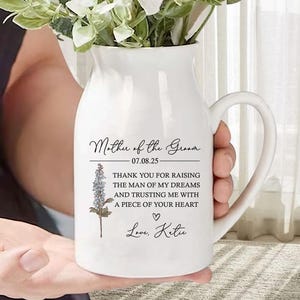 Personalized Mother of the Groom Gift from Bride, Mother&#39;s Day Gift For Mom, Birth Month Flower Vase,Mother of the Groom Gift, Wedding Gifts