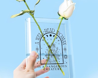 A Well Read Woman Bookish Acrylic Book Vase, Reader Bookshelf Decor Gift for Book Lovers, Book Lover Gift,Library Bookish Gift,Dark Academia