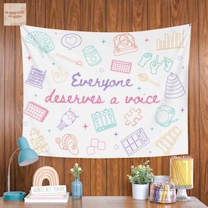 SLP Tapestry, Everyone Deserves A Voice Speech Language Pathologist Banner, SLP Wall Decor, Speech Therapist Gift,Speech Therapy Office Sign