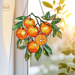 Oranges Acrylic Suncatcher, Fancy Oranges Summer Vibes Window Decor Gift For Fruit Lover, Summer Vacation Gift, Fresh Markets Gardener Gift