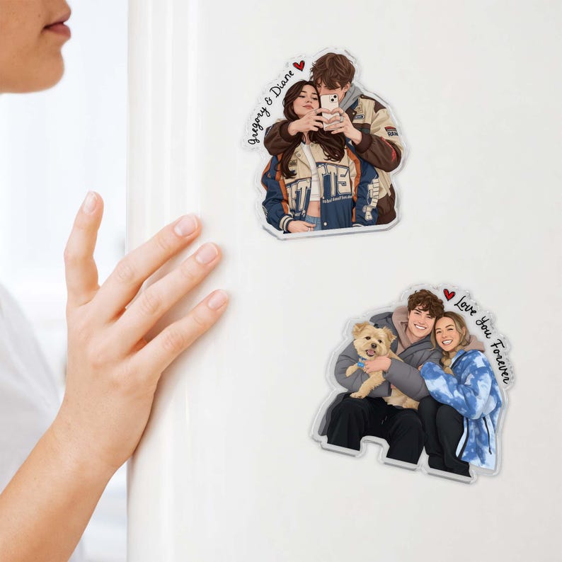 Custom Family Photo Magnet, Personalized Couple Picture Gift, Pet Portrait Magnets, Besties BFF Gifts image 6