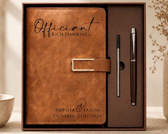 Personalized Officiant Leather Notebook, Wedding Officiant Gift, Custom Engraved Notebook With Pen,Wedding Ceremony Book, Officiant Proposal