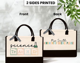 Science Themed Canvas Tote Bag – Gift For Teachers, Scientists, Graduation, Eco-Friendly Shopper - View #4