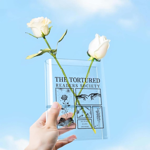 Personalized Readers Acrylic Book Vase, The Tortured Readers Society Books Gifts, Book Shaped Flower Vase, Gift for Book Lover