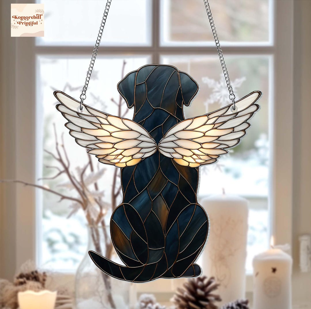 Custom Dog Acrylic Ornament, Personalized Dog Angel Wings Memorial ...
