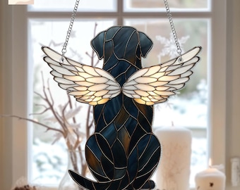 Adorno acrílico personalizado para perro, atrapasol conmemorativo con alas de ángel, regalo conmemorativo para perro, en memoria de un ser querido, recuerdo navideño para amantes de las mascotas