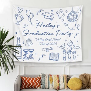 Personalized Graduation Party Decor 2025, Custom Graduation Tapestry Backdrop, Class Of 2025 Photo Both Backdrop, Congrats Grad Party Decor