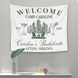 Bachelorette Party Tapestry,Camp Bachelorette Backdrop,Backdrop Camp Bridal Shower,Last Trail Before The Veil Bachelorette Mountain Tapestry