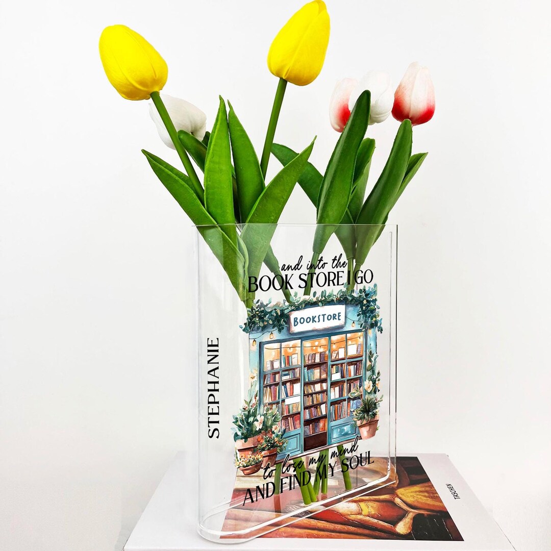 Acrylic Book Vase for Shelf Decoration Into the Book Store Go to Lose ...