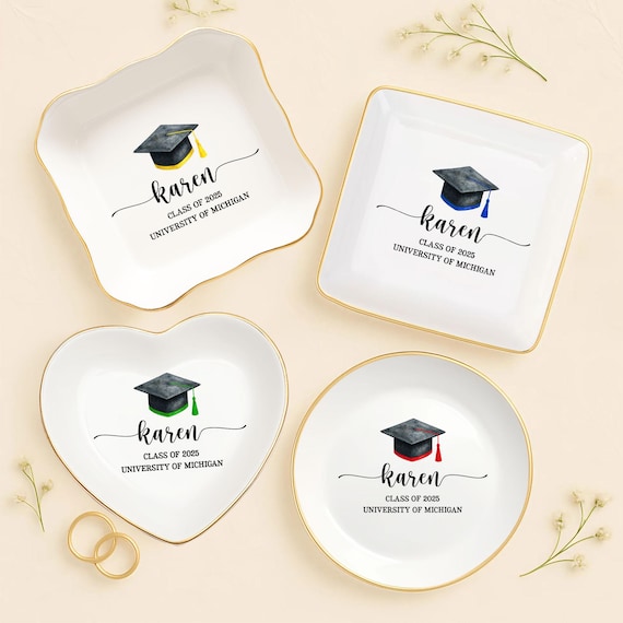 Personalized Graduation Gift Jewelry Dish, Class of 2025 College
