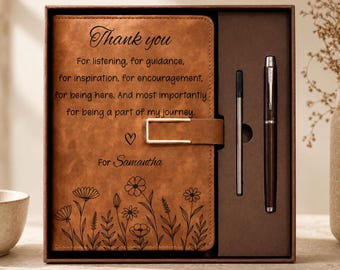 Personalized Thank You Leather Journal, Coworker Birthday Gift, Employee Gifts, Thank You Notebook,Mentor Leader Appreciation Thank You Gift