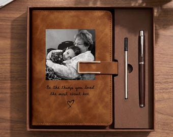 Personalized Photo Grief Journal, In Loving Memory Leather Notebook, Loss Of Loved One, Memorial Keepsake for Mother Grandma, Sympathy Gift