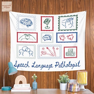 SLP Tapestry, Everyone Deserves A Voice Speech Language Pathologist Banner, SLP Wall Decor, Speech Therapist Gift,Speech Therapy Office Sign