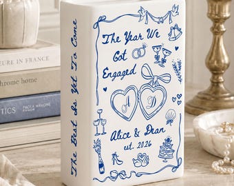 Personalized Engagement Gifts, The Year We Got Engaged Ceramic Book Vase, Custom Couple Name Wedding Gifts, Bride to Be Gift, Newlyweds Gift
