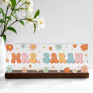 Custom Teacher Desk Name Plate, Teacher Acrylic Block Desk Sign, Teacher Name Sign, Teacher Appreciation Gift, Back To School Teacher Gifts