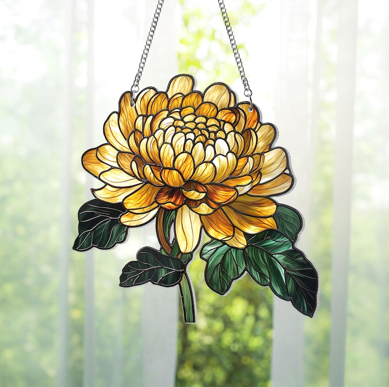 Birth Flower With Name Suncatcher Ornament, Birth Month Flower Acrylic