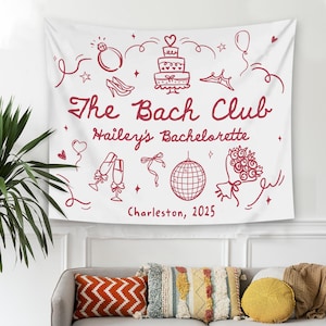 Custom Bachelorette Party Tapestry, Beach Bachelorette Photo Backdrop, Bachelorette Banner, Coastal Bachelorette Party Decor, The Bach Club