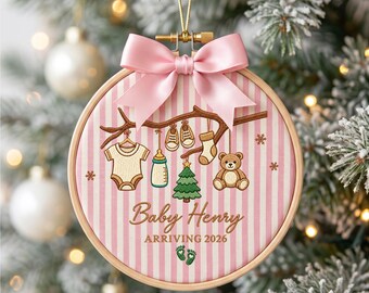 Pregnancy Announcement Embroidered Ornament, Baby Announcement, Baby Christmas Ornament, Promoted to Grandparents, New Parents Gifts