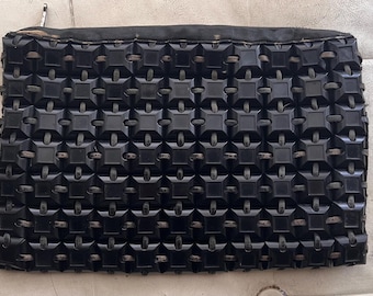 Plasticflex Black Tile Clutch Bag 1940s