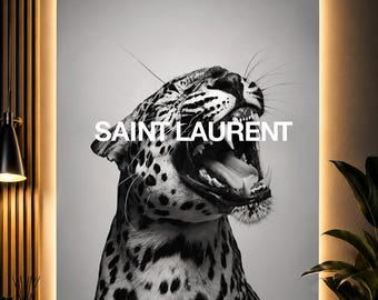 Luxury Leopard Wall Poster | Fashion Inspired Black & White Wall Art | Modern Minimalist Room Décor | Aesthetic Animal Print