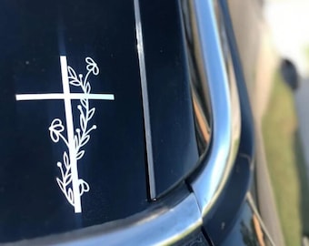 Croix florale, Sticker croix florale, Sticker, Stickers croix florale, Stickers croix, Stickers croix, Autocollants en vinyle, Stickers floraux, Cadeaux floraux