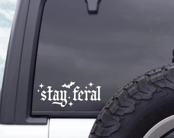 Stay Feral Decal, Spooky Car Decals, Witchy Decals, Goth Car Accessories, Bats Decal, Spooky Babe, Spooky Car Sticker, Alternative Decals