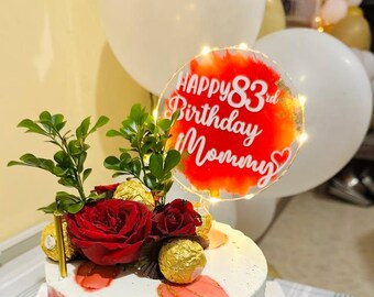 Custom Acrylic Light-Up Cake Topper: Personalized Party Decoration