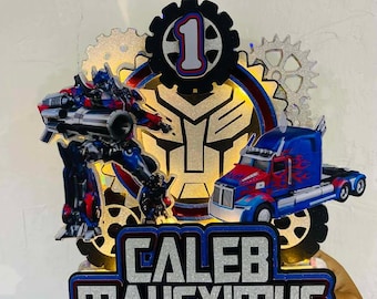 Light Up Transformers Cake Topper: Customized 3D Optimus Prime Party Decor