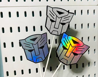 トランスフォーマー カップケーキトッパー | バンブルビーとオプティマスプライムの誕生日カップケーキ用ホログラフィックカラー #transformersparty #cupcaketopper