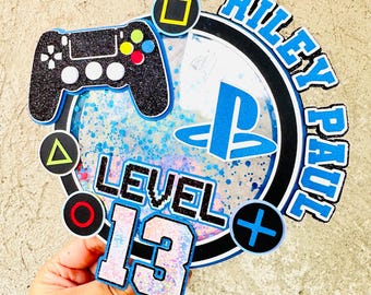 Personalized Gamer Cake Topper: Level Up Birthday Party Decor