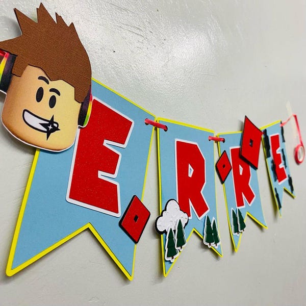 Personalisierte Roblox Geburtstagsgirlande: 3D Videospiel Party Dekoration