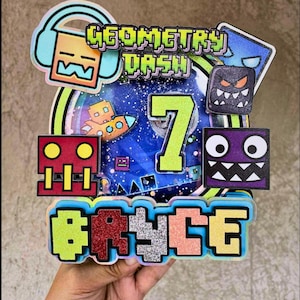 Geometry Dash 3D Cake Topper | Fully Customized Light Up Cake Decoration #caketopper #geodash