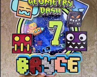 Geometry Dash 3D Cake Topper | Fully Customized Light Up Cake Decoration #caketopper #geodash