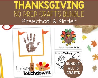 Thanksgiving Crafts Bundle | Handprint, Tear and Glue, Cut and Paste Activities (Digital Download)