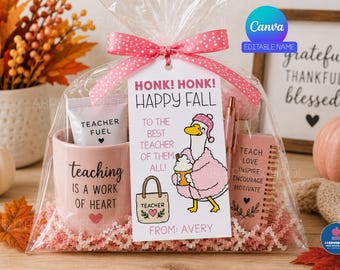 Fall Teacher Gift Tag, Silly Goose Teacher Gift, Happy Fall Teacher Appreciation Tag, Printable Teacher Gift, Editable Canva Tag