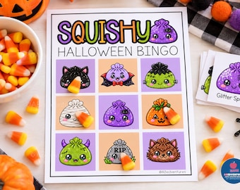 Halloween Bingo for Kids, Squishy Dumpling Bingo, Preschool Halloween Game, Classroom Halloween Activity, Kindergarten Bingo