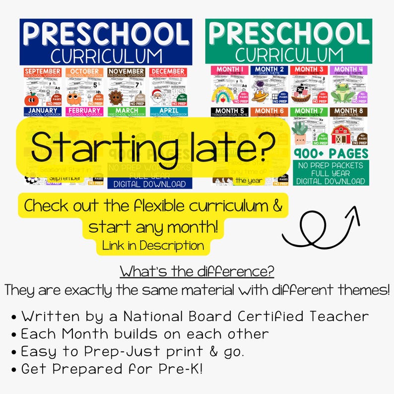 Full Year Preschool Curriculum with Lesson Plans Homeschool Worksheets Pre K Curriculum Monthly Learning Binder Daycare Lessons