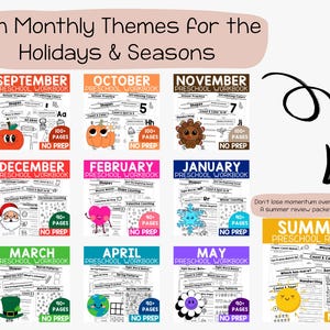 Full Year Preschool Curriculum with Lesson Plans Homeschool Worksheets Pre K Curriculum Monthly Learning Binder Daycare Lessons