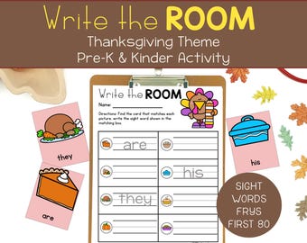 Thanksgiving Preschool Activity Write the Room Preschool Sight Words Practice