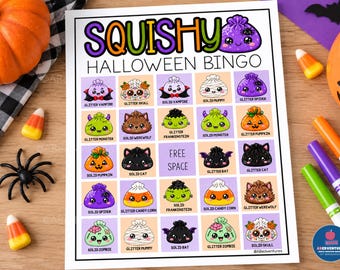 Halloween Bingo Printable for Kids, Squishy Dumpling Bingo Game, Halloween Party Games, Cute Kids Halloween Activity, Printable Bingo
