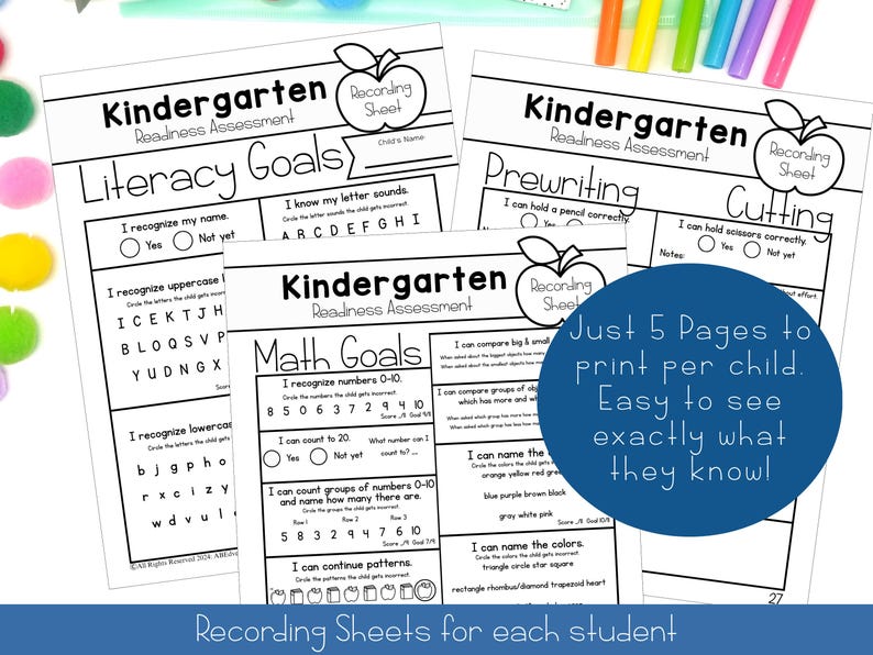 Kindergarten Readiness Assessment: Preschool Skills Test and Checklist ...