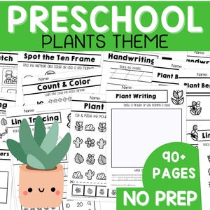 Plants Worksheets Pre-K Curriculum, Preschool Curriculum, Busy Book Learning Binder, Spring Preschool Workbook, Pre K Lesson Plans