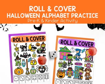 Halloween Roll & Cover Alphabet Letter ID Preschool Pre K TK Kindergarten Centers