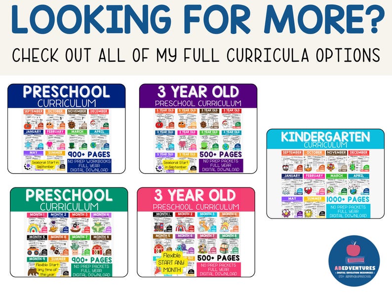 Preschool Worksheets and Lesson Plans Bundle Monthly Learning Binder Pre-K Homeschool Preschool Curriculum Ages 4-5 daycare lessons image 15