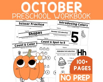 Halloween Preschool Workbook: Pre-K Halloween Learning Activities (Digital Download)