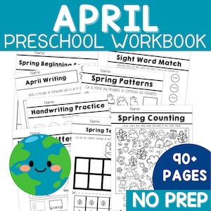 April Pre-K Curriculum, Preschool Curriculum, April Learning Packet, Preschool Lesson Plans, April Preschool Workbook, Pre K Lesson Plans