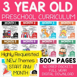 Année complète 3 ans programme d'études préscolaire feuilles de calcul préscolaire programme d'études préscolaire préscolaire école à domicile préscolaire cartable d'apprentissage livre occupé pour tout-petits